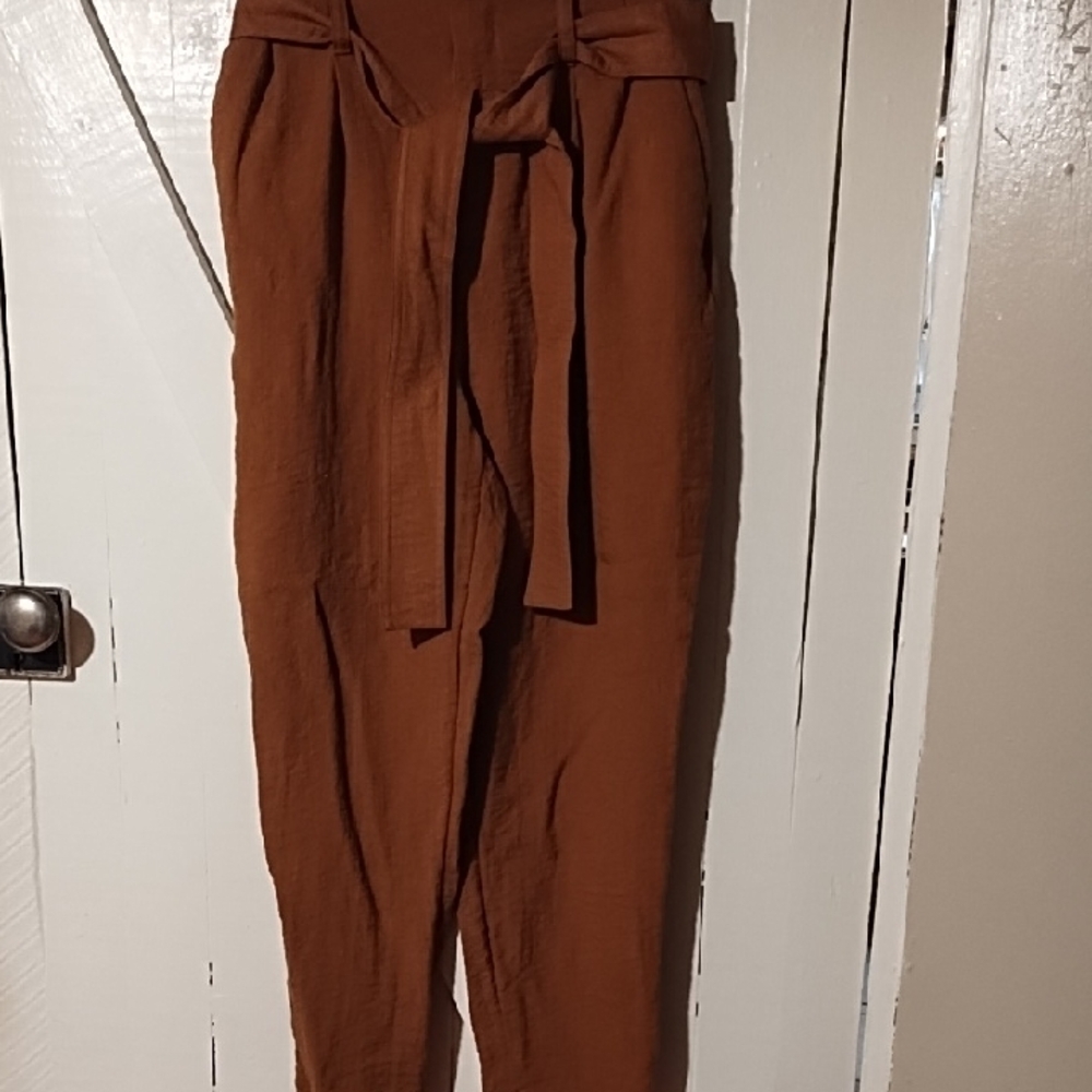 A New Day Like New Women's Brown Tie-Waist Pants Size Small, Elastic Waist.